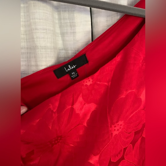 NEW Lulus Large/Extra Large Red Floral Satin One Shoulder Maxi Dress - Picture 6 of 8